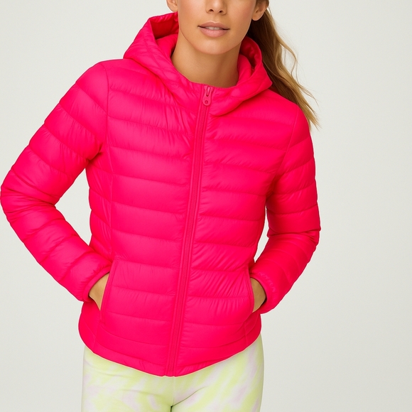 Tna Botanie Puffer Packable Women's goose-down puffer Hooded jacket SM Hot Pink - Picture 1 of 12